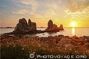 Coucher de soleil sur les rochers de Porz Scaff