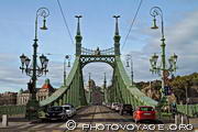 le pont de la liberté (Szabadság híd) se reconnait à 
sa structure métallique verte