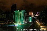 Spectacle d'eau, son et lumi&egrave;re dans les jardins de l'Alcazar de Cordoue.