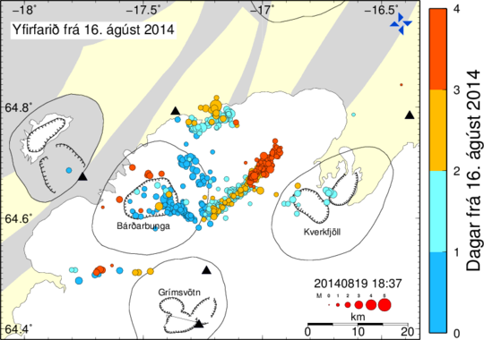 graphique 3D de l'activité sismique du Barbarbunga