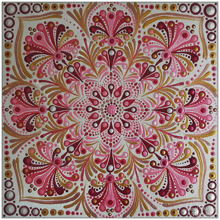 DOT MANDALA 38 - toile cartonn&eacute;e 25x25cm