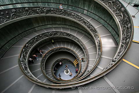 escalier de Bramante vu d'en haut