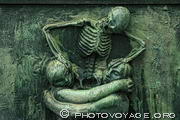 La Mort s&eacute;parant un couple enlac&eacute;. Bas-relief en bronze entourant la fontaine du Vigeland Park &agrave; Oslo.